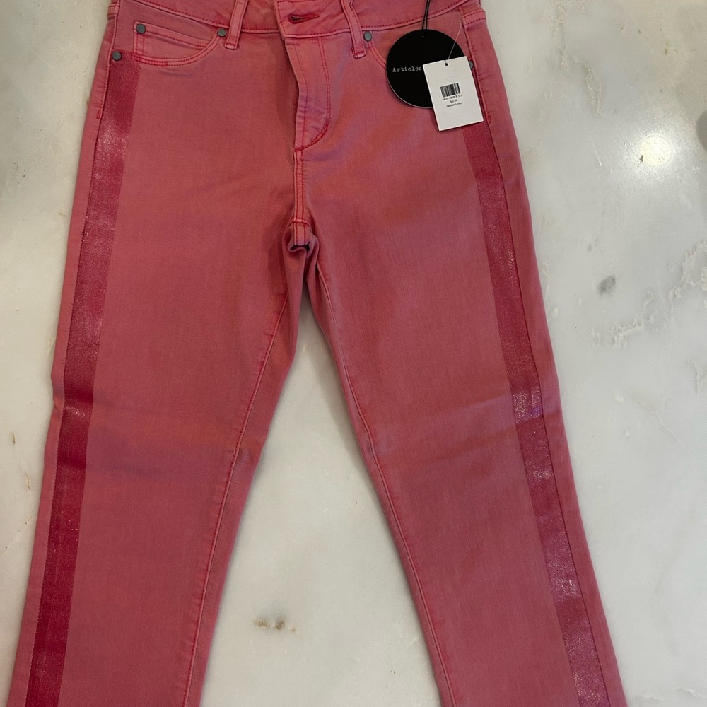 Articles of Society Pink Denim and glitter Jeans. Never worn. Size 27